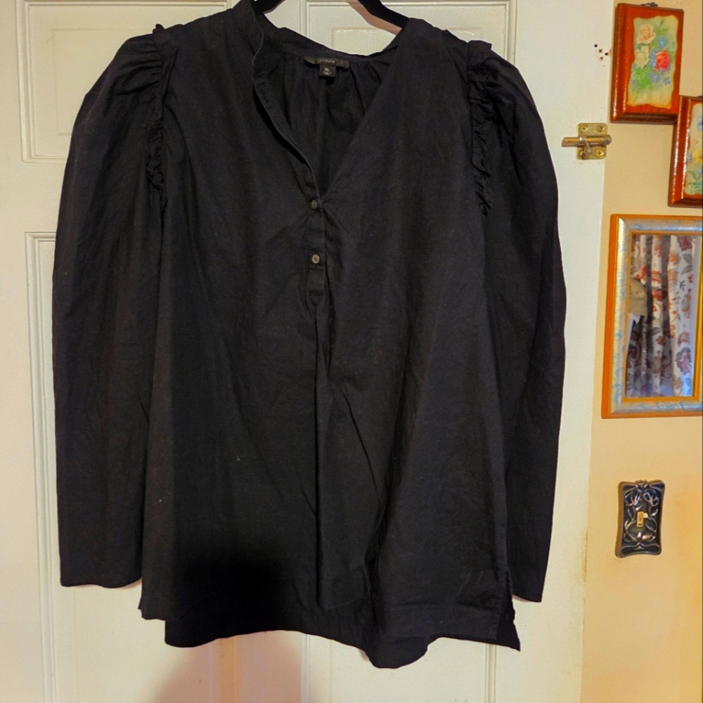 J. Crew Black Blouse with Button Detail